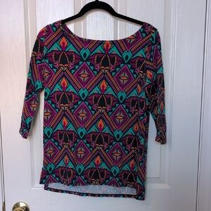 All For Color Multicolor Geometric Long Sleeve Top